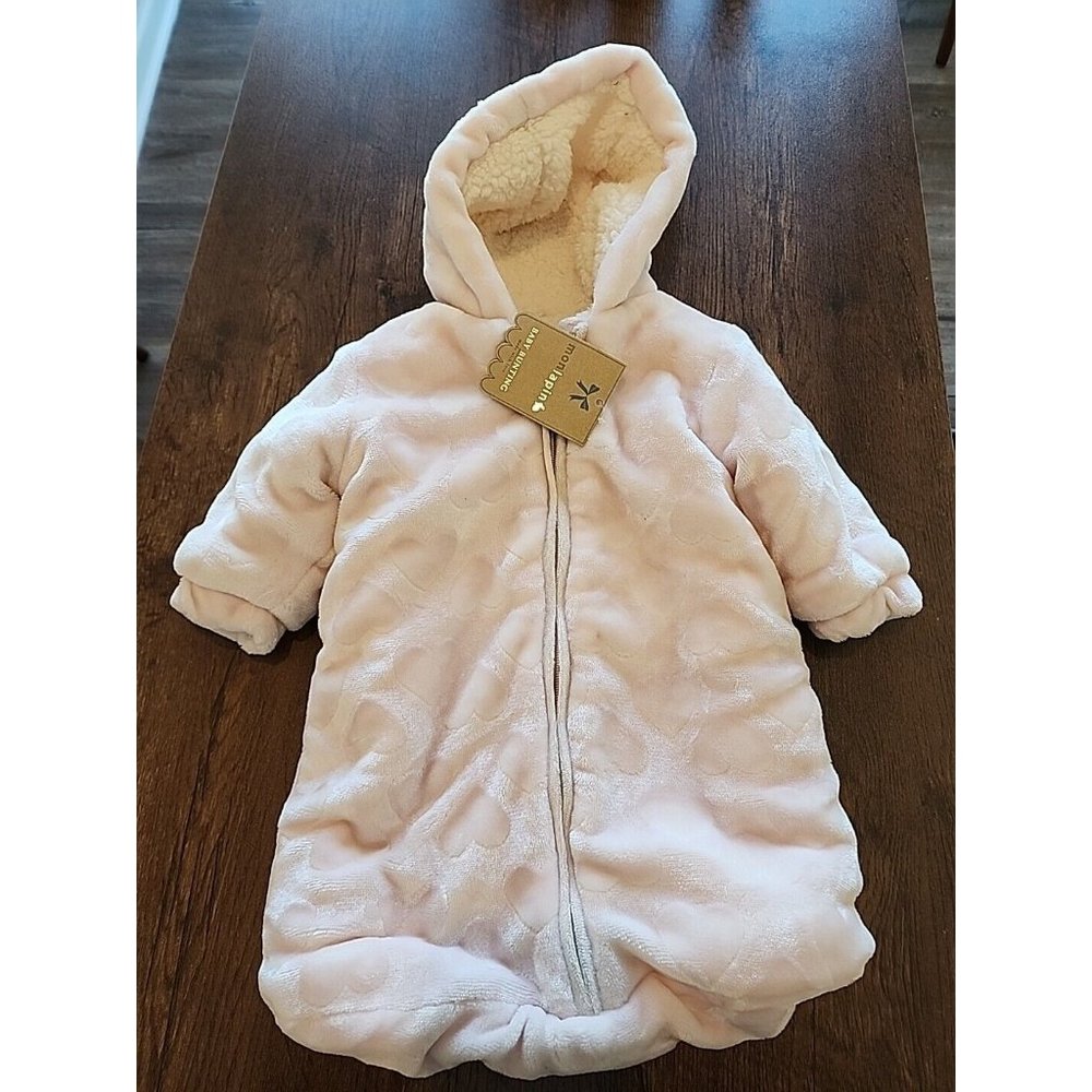 Mon Lapin Baby Girl Bunting Pink Outerwear Coat Wearable Blanket Size 0-6 Mths